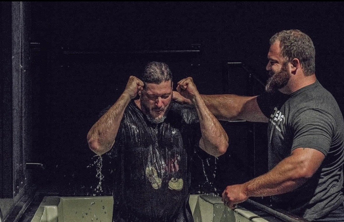 Nighttime wedding dance along the creek